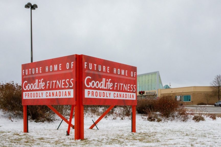 Goodlife Fitness sign outside Hazeldean mall