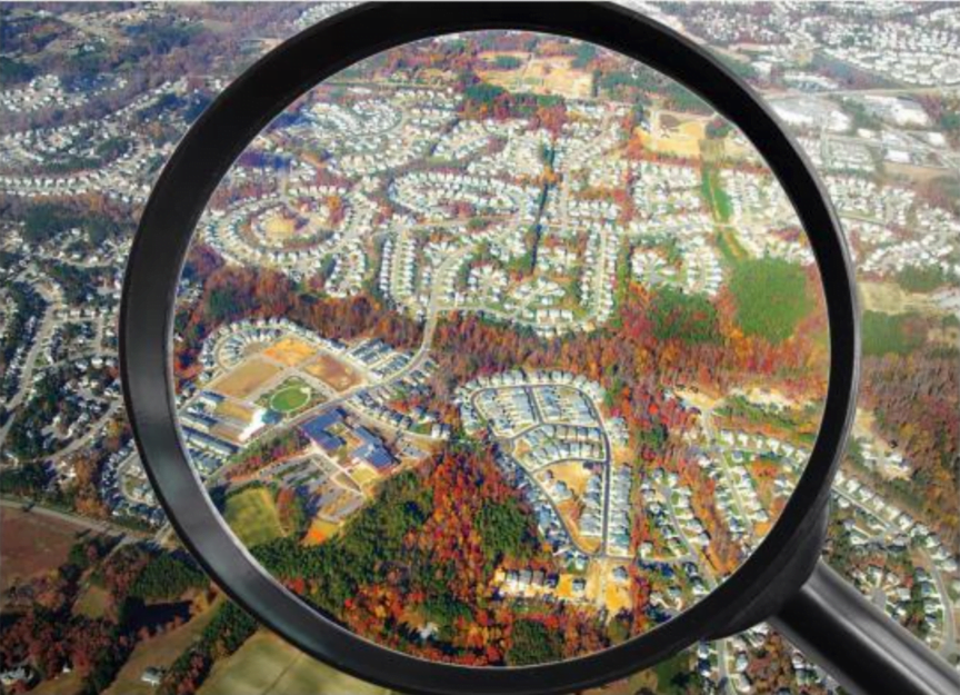 Microscope Looking at City Landscape