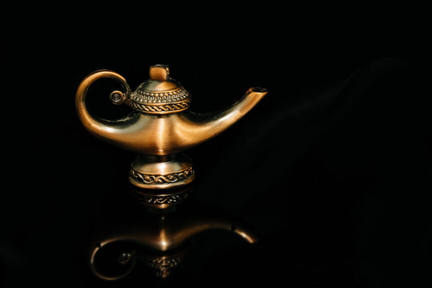 Aladdin magic lamp isolated on white